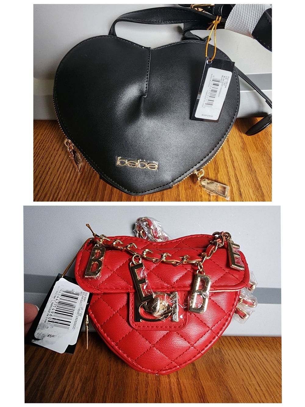 NWT Bebe Heart-Shaped Mini Crossbody Bag - Black And  Red